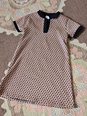 Zara Multi-Color Geometric Polo Dress with Black Trim